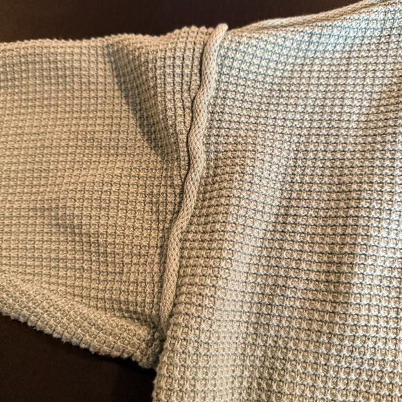 Lucky Brand Women's 2X Waffle Knit V-Neck Sweater Sage Green Long Sleeve Slouchy - Picture 7 of 8